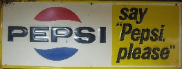 1970's Small Metal Pepsi Sign